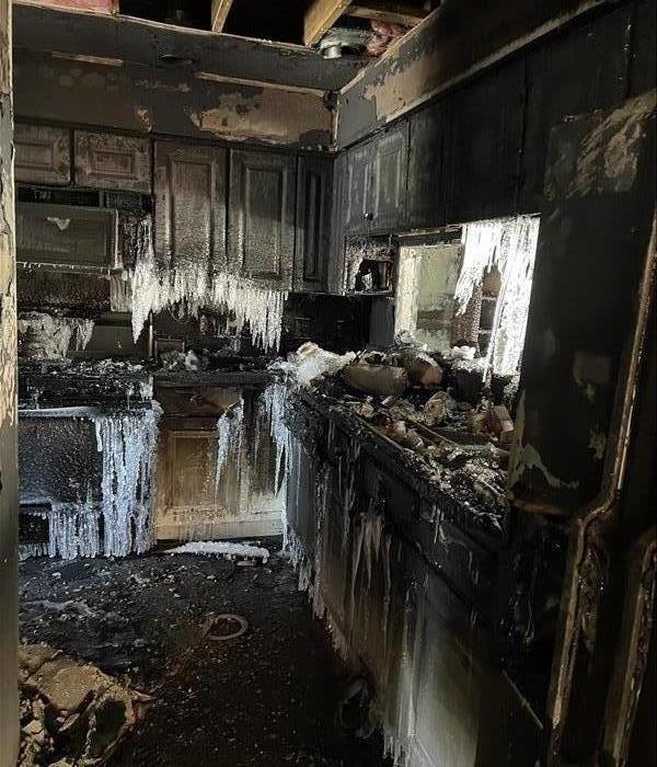 Fire damage to an apartment